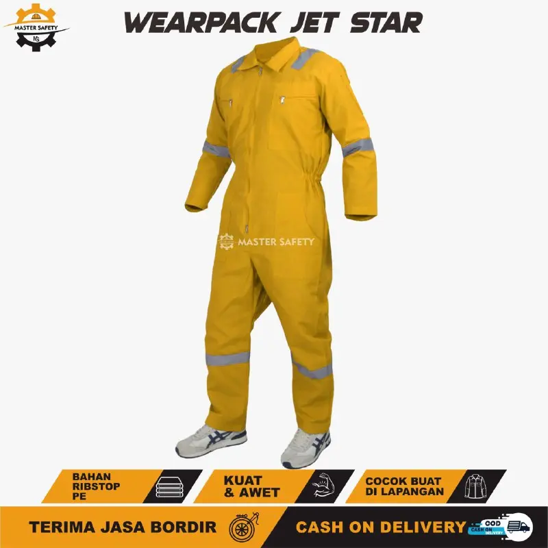 Wearpack safety lengan panjang seragam kerja memakai scotlight - wearpack kerja pabrik bengkel las Abu Hitam Merah Navy Biru Celana Atasan Baju Setelan Hijau 4