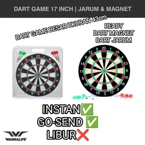 DART GAME BESAR 17inch SIZE 43cm DARTBOARD PAPAN LEMPAR PANAH WANNAFIT