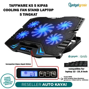 Taffware K5 Cooling Pad Stand Laptop Gaming 5 Fan Kipas Pendingin Ori