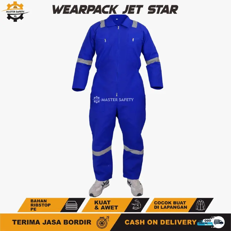 Wearpack safety lengan panjang seragam kerja memakai scotlight - wearpack kerja pabrik bengkel las Abu Hitam Merah Navy Biru Celana Atasan Baju Setelan Hijau 2