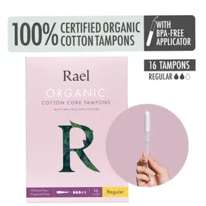 Rael Organic Cotton Tampons With Bpa-Free Applicator