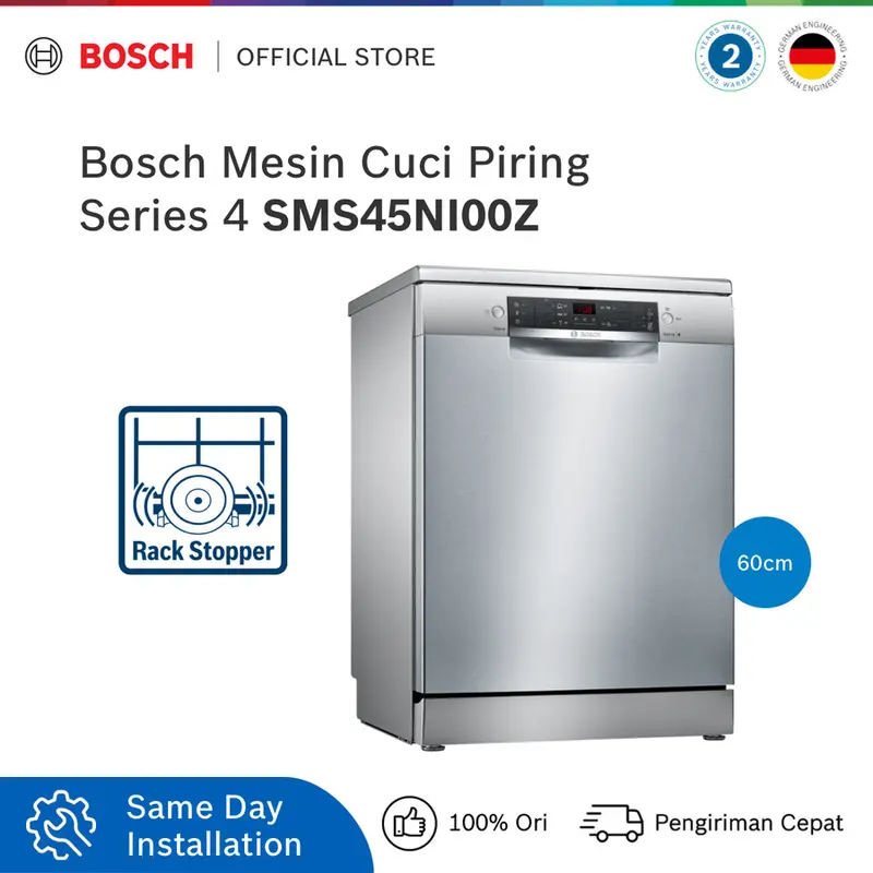 Bosch SMS45NI00Z Free-Standing Dishwasher 60cm Seri 4 Silver Inox 4