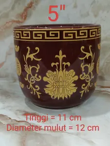 hiolo / hio lo / Tempat Hio Dupa - maroon - keramik - 5 inch (gl)