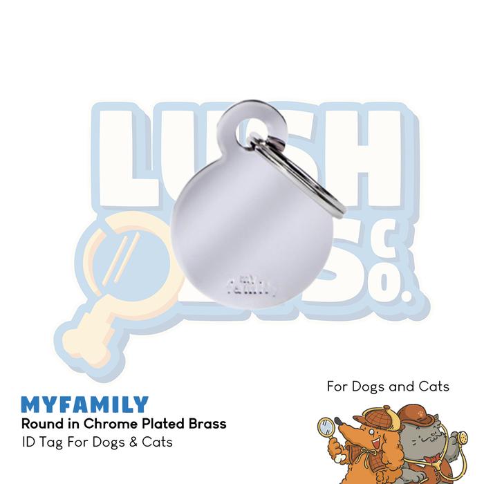 Gambar MyFamily ID Tag -Round in Chrome Plated Brass|Personalized Cat Dog Tag - Small dari Lush Pets Co. Kota Administrasi Jakarta Utara Tokopedia