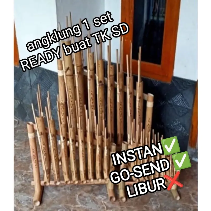 ANGKLUNG BAMBU 1 SET 8 NADA UNTUK ANAK TK SD UKURAN SEDANG 1 OKTAF