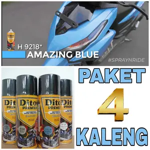 PAKET 4 KALENG pilok cat semprot diton premium H9218 amazing blue 400cc BIRU METALLIC
