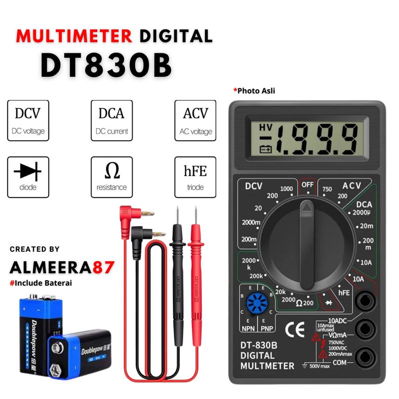 Multimeter Digital Multitester Avometer DT830B Alat Tes Arus Listrik ...