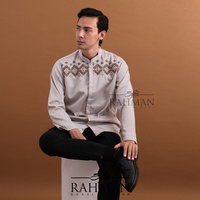 Gambar Syfa Rahman - Baju Kemeja Koko Bordir Lengan Panjang Katun Mirza Series - Black, XL dari Syfarahman daily Kota Tasikmalaya 4 Tokopedia