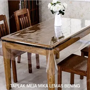 Taplak meja bening/plastik mika meteran/plastik lemas meteran