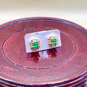 Giok jadeite feicui tipeA anting Perak s925 0640