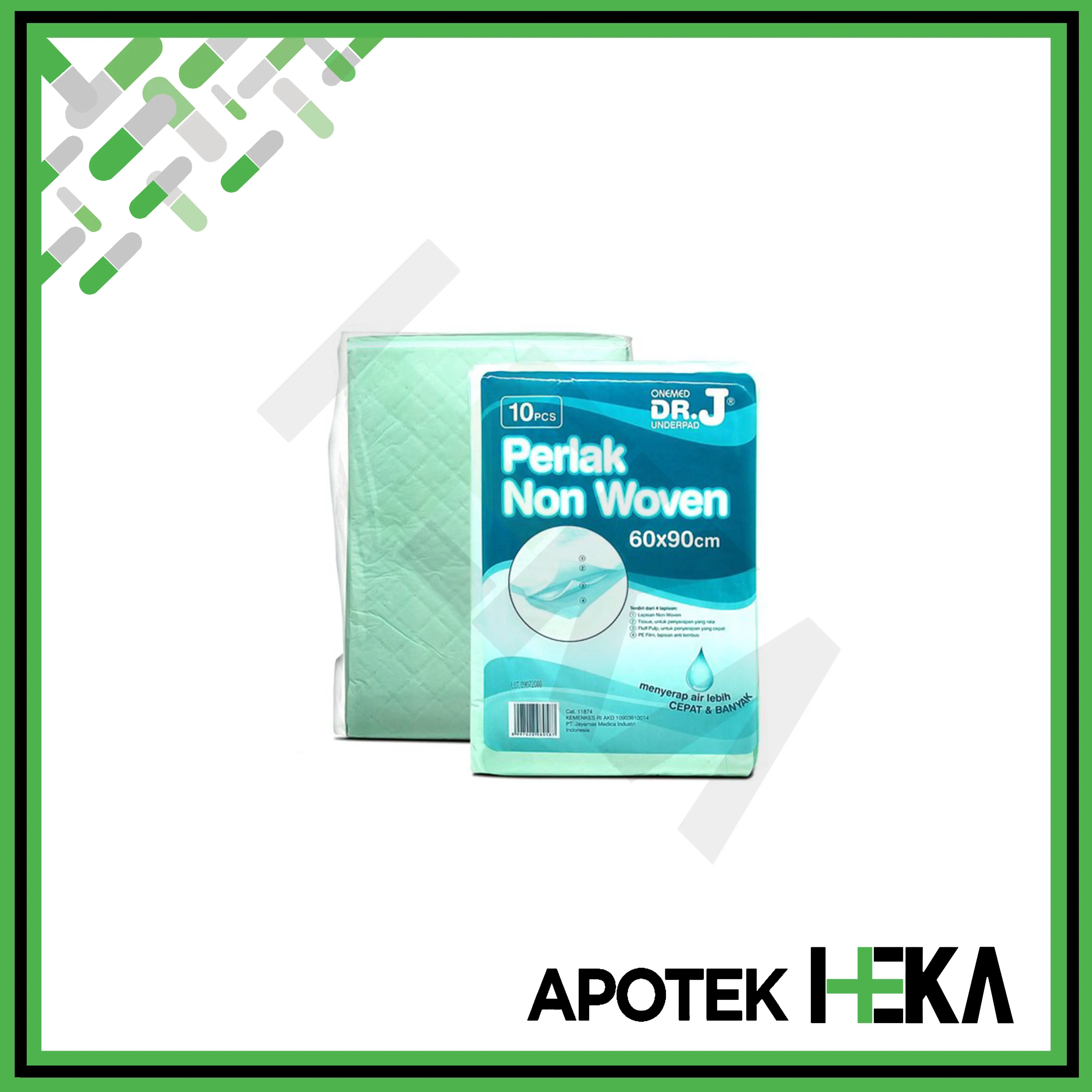 U Pad Underpad DR.J 60x90 cm Isi 10 Perlak Non Woven Onemed