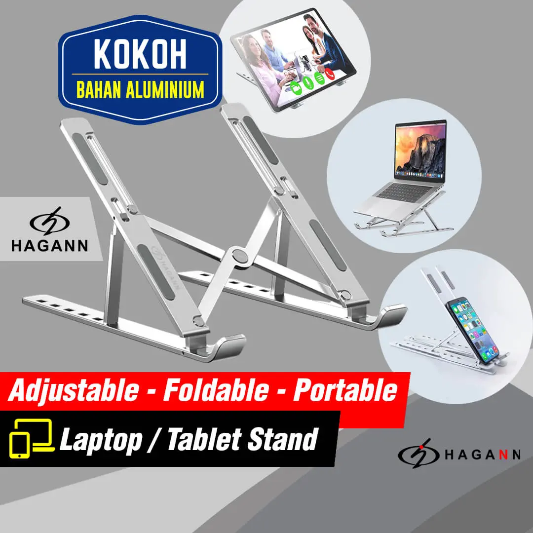 HAGANN LAC-005 Stand Laptop Aluminium | Holder Tatakan Dudukan Tablet