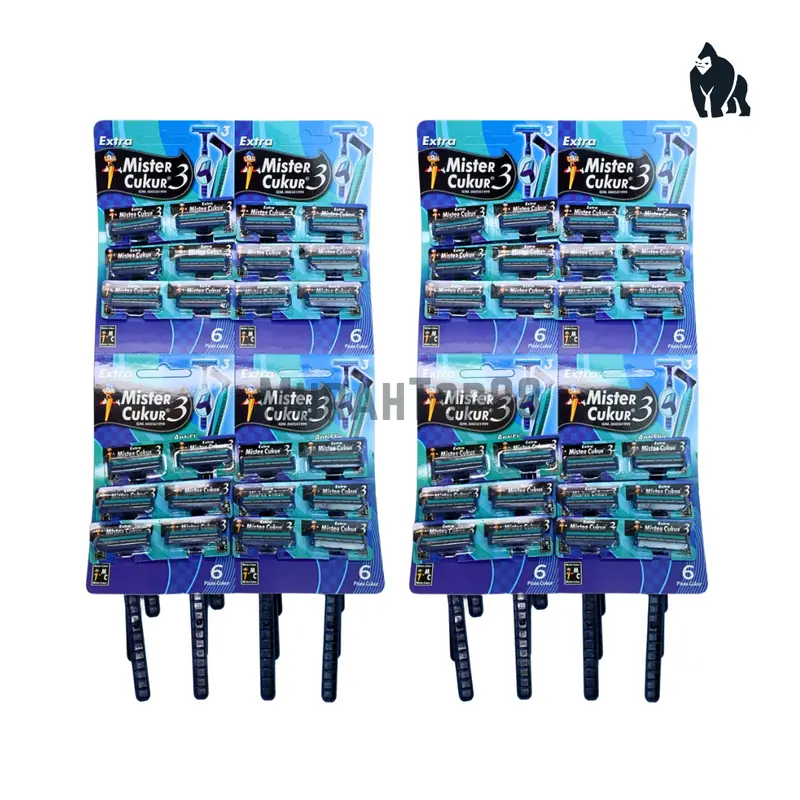 Mister Cukur Mata 3 Biru / Alat Pisau Cukur Kumis Jenggot Disposable 2