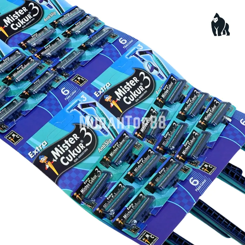 Mister Cukur Mata 3 Biru / Alat Pisau Cukur Kumis Jenggot Disposable 4