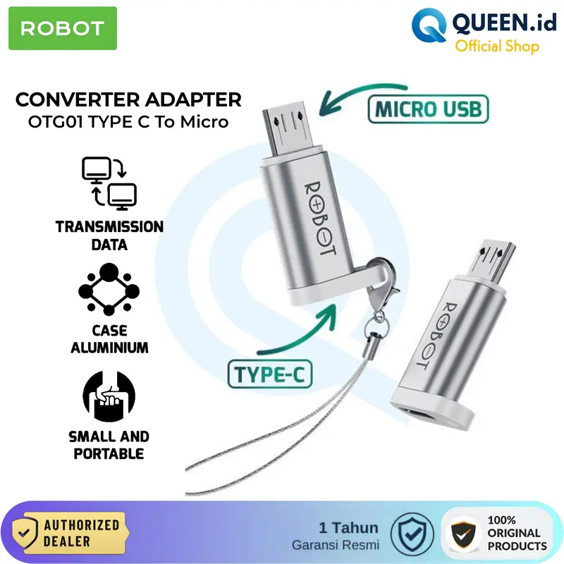 Robot RT-OTG01 USB TYPE C To Micro USB Converter Adapter Kabel OTG 0