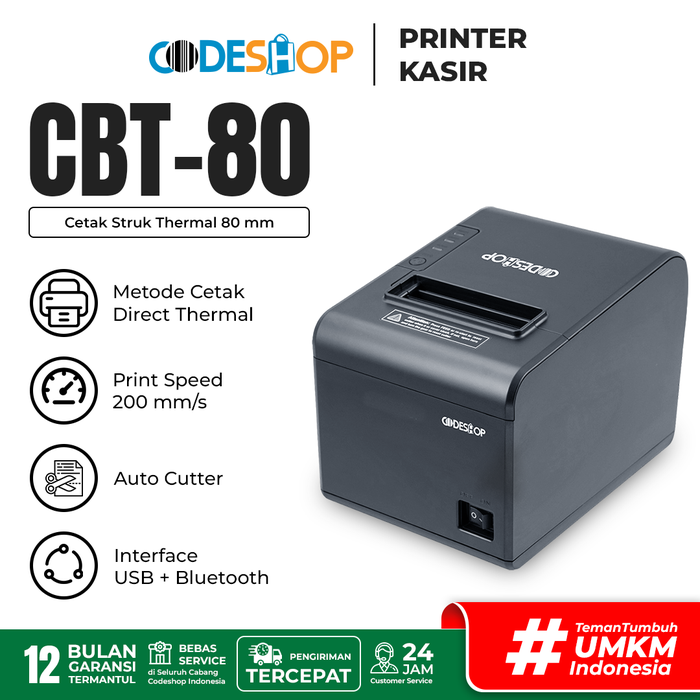 Gambar Printer Kasir Thermal Codeshop CBT80 Bluetooth USB RPP02N dari Codeshop Indonesia Kota Administrasi Jakarta Pusat Tokopedia