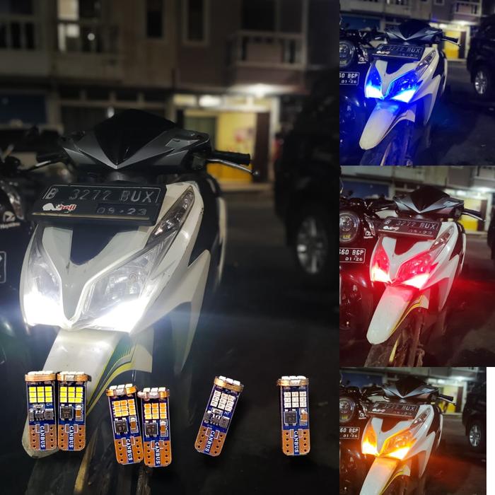 Gambar T10 W5W LED LAMPU SENJA MOTOR MOBIL - CHIP 2016 27 TITIK LED TERANG - Biru dari Lestari Motor 2 Kota Administrasi Jakarta Barat Tokopedia