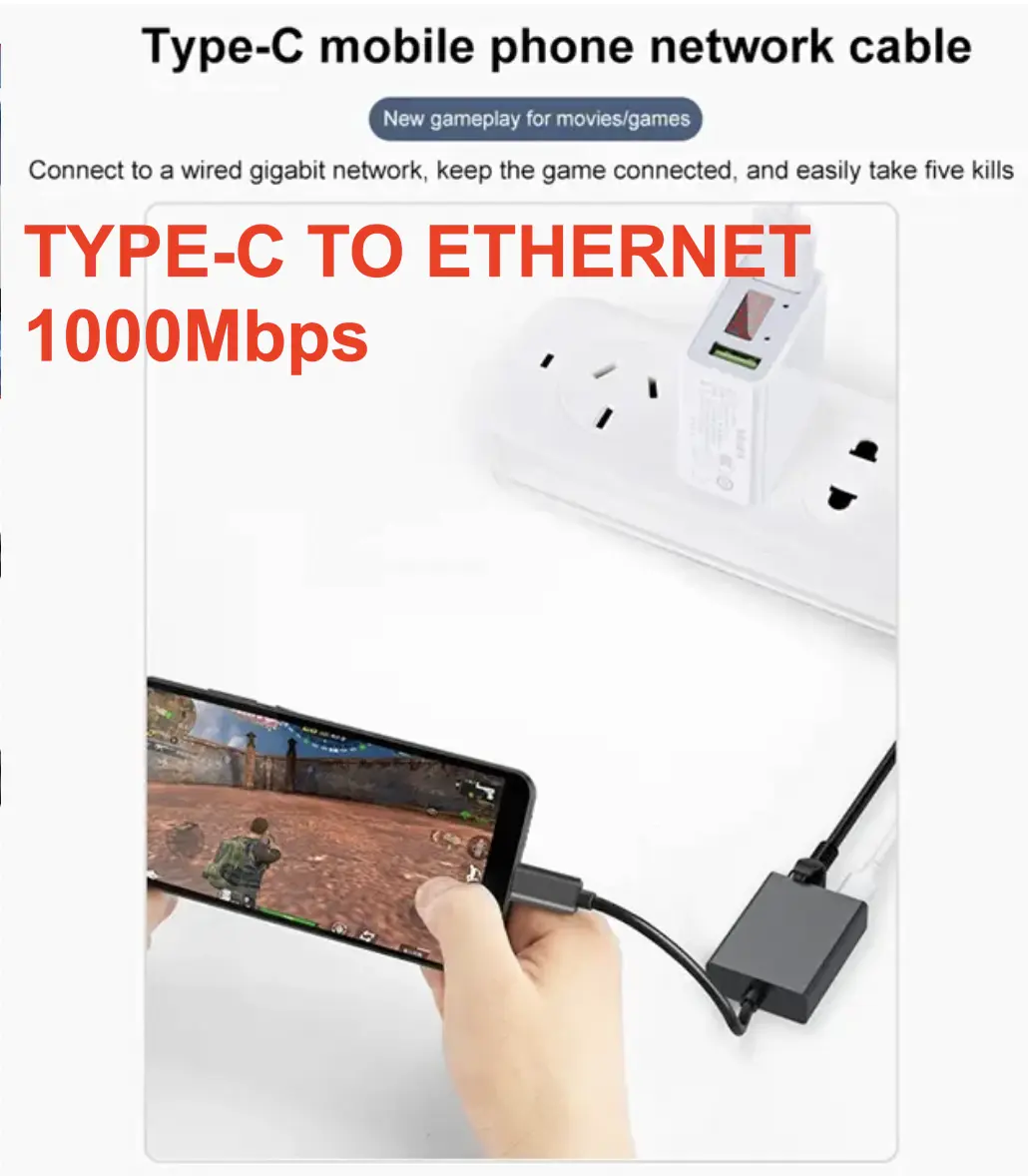 USB TYPE C to LAN Ethernet RJ45 Function Adapter Charger Premium 1000MBPS / 100MBPS