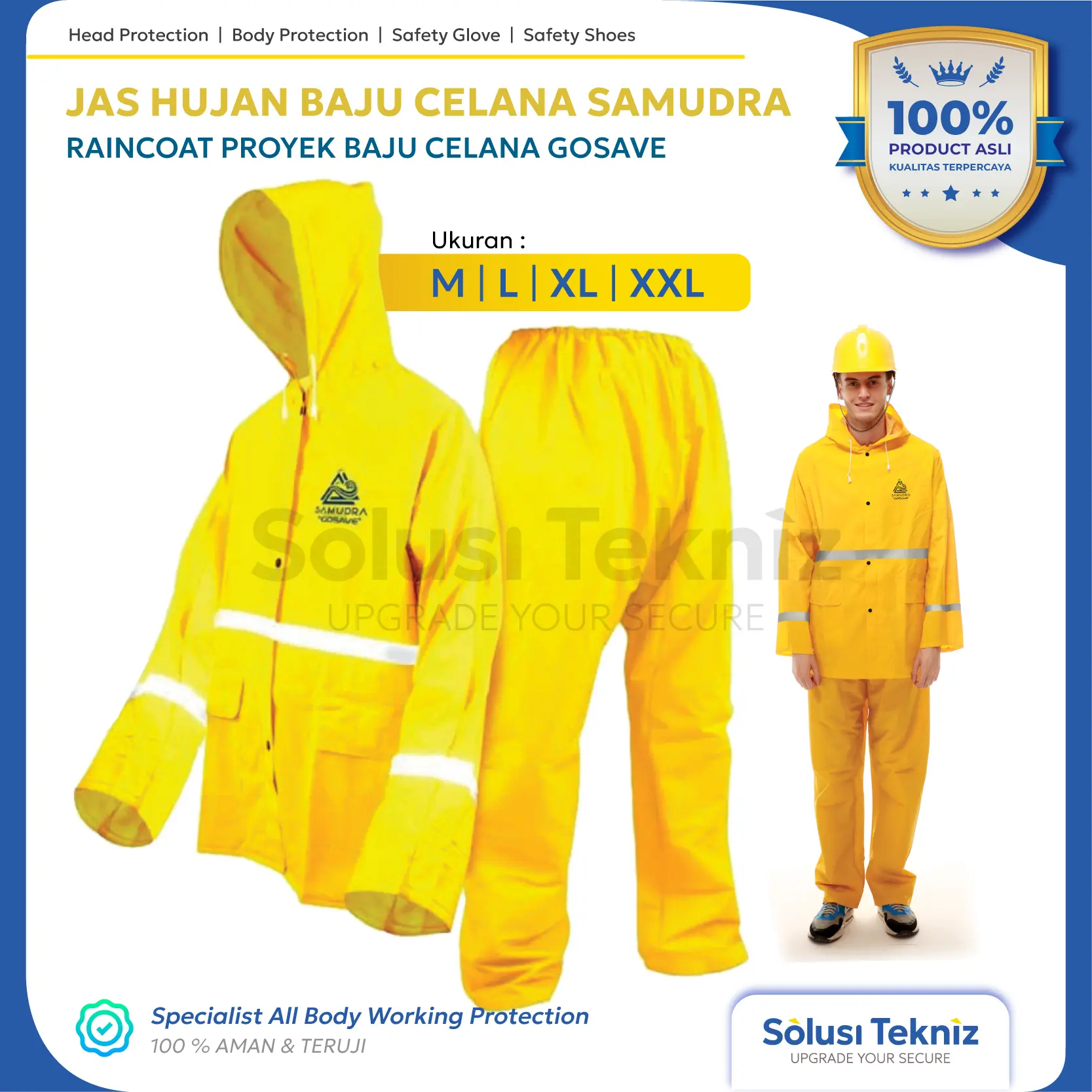 Jas Hujan Baju Celana Setelan Safety Kuning Gosave Samudra