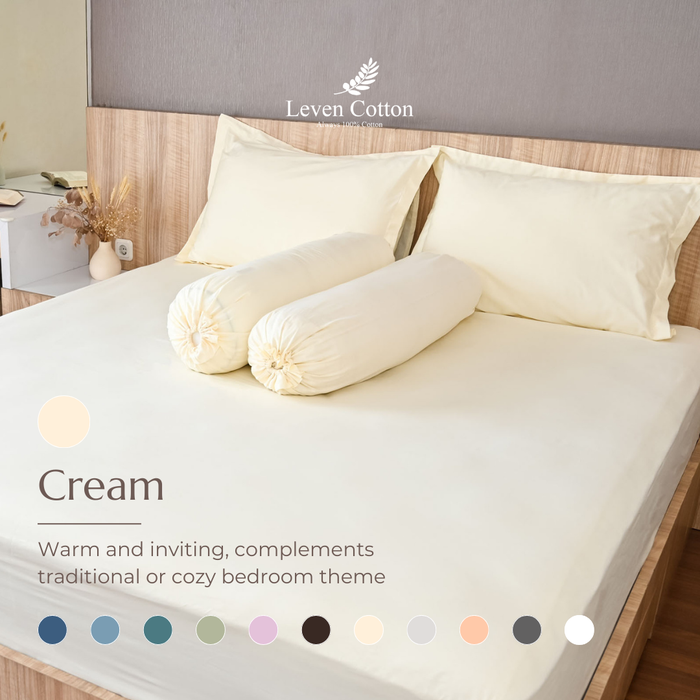 Gambar QUEEN - CREAM 160x200x35 cm Sprei Leven Cotton 100% Katun dari Leven Cotton Kota Bekasi Tokopedia