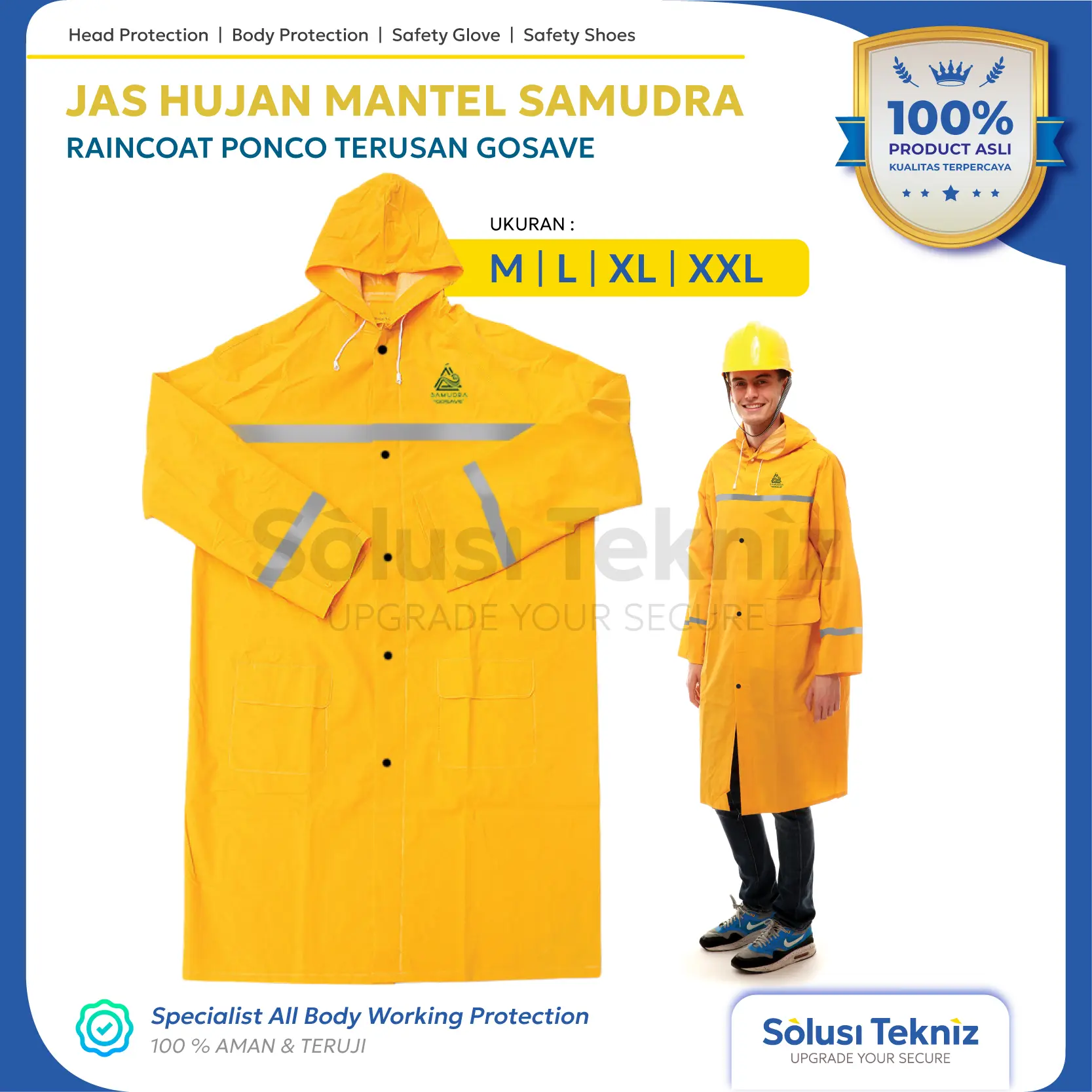 Jas Hujan Terusan Mantel Ponco Dewasa Raincoat Proyek Gosave Samudra