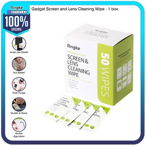 Ringke Screen and Lens Cleaning Wipe 1 Box Compatible For Unviversal (Samsung Galaxy Apple iPhone iPad Xiaomi Huawei) Kain Lap Serbaguna Pembersih Layar Gadget Handphone Tablet Kamera dari Debu Minyak Kotoran