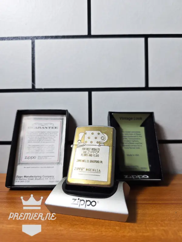 Zippo Silver Gold Lighter Guarantee Original With Seal Orange 0