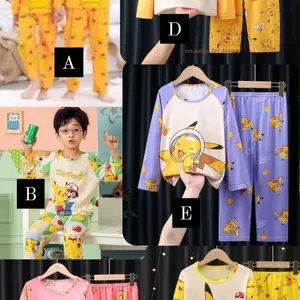 Piyama Import Pikachu Pokemon Baju Tidur Anak Panjang / Pendek Setelan