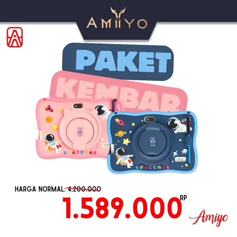 PAKET KEMBAR AMIYO TAB STUDY KIDS Tablet Anak A15 Astronout Version Ta 0