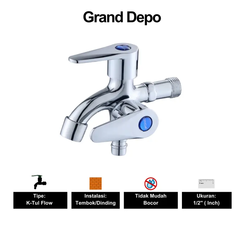 Kran Double Shower K-Tul Flow 1/2" Onda / Kran Cabang 1/2" Onda Keran 3