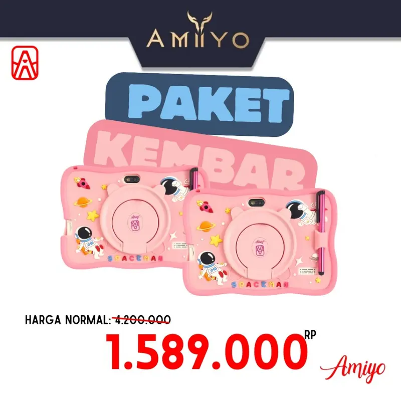 PAKET KEMBAR AMIYO TAB STUDY KIDS Tablet Anak A15 Astronout Version Ta 2