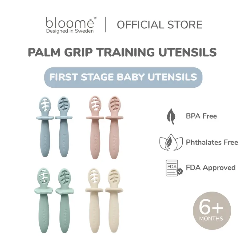 BLOOME Baby Palm Grip Training Utensils - Stage 1 Silicone Dip Spoon 0