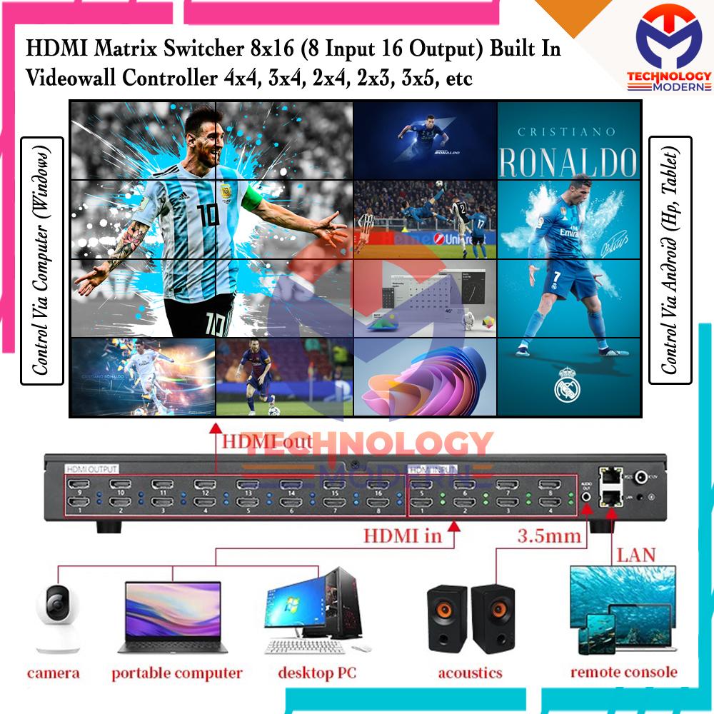 HDMI Matrix Switcher 8x8 8x16 (8 Input 16 Output) Seamless Switching + Video Wall Controller 4x4 2x4 2x3 etc