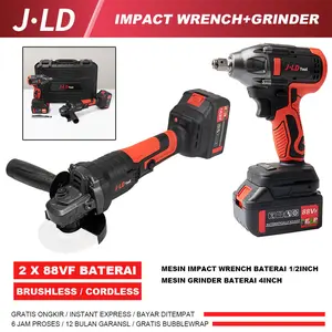 JLD 88VF Gerinda baterai+Impact baterai Set Brushless Mesin Cordless