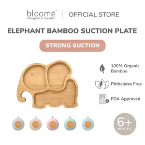 BLOOME Baby Elephant Bamboo Suction Plate | Piring Gajah Bambu Bayi