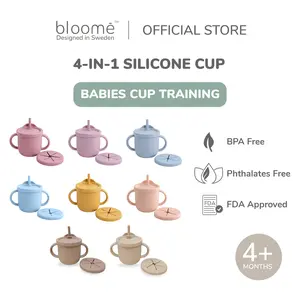 BLOOME 4-in-1 Baby Silicone Cup | Gelas Bayi Silikon Sedotan Snack