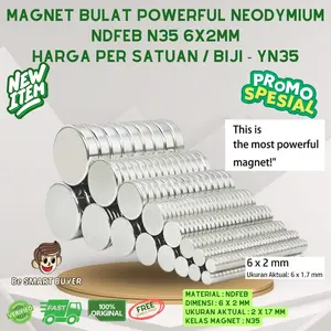 GBP Magnet Bulat Powerful Neodymium NdFeB N35 6x2 mm Serbaguna