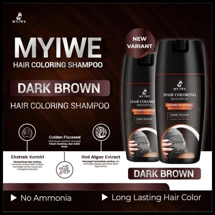 Shampo Myiwe Halal Penghitam Rambut Beruban Asli Alami Drak brown