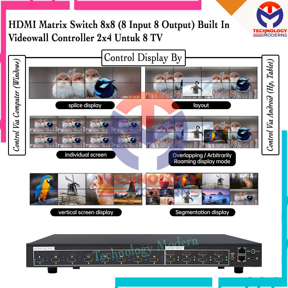 HDMI Matrix Switch 8x8 Seamless Support Video Wall 2x4 (8 In 8 Out)