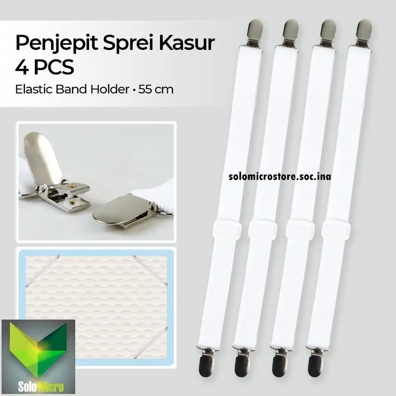 PENJEPIT Clip Sprei Kasur Elastic Band Holder 4 PCS WHITE 0