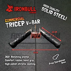 Deluxe Triceps V Bar Press Down Handle Cable Attachment Gym Iron Bull