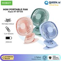 Gambar ROBOT RT-BF10B Mini Fan Kipas Angin Portable Klip Jepit 2000mAh 3Speed - BLUE dari QUEEN id Official Kab. Tangerang 1 Tokopedia