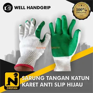 SARUNG TANGAN KATUN KARET ANTI SLIP HIJAU
