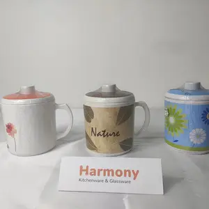 Onyx Mug+ Tutup 600mL Printing 3105C Cangkir Gelas Minum Melamine