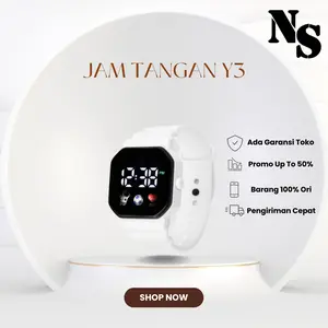 Jam Tangan Digital Y2 Pria SmartWatch Anti Air LED Ori Biru Hitam Karet Semi Premium Water Resistant Fitur Kesehatan - Jarum