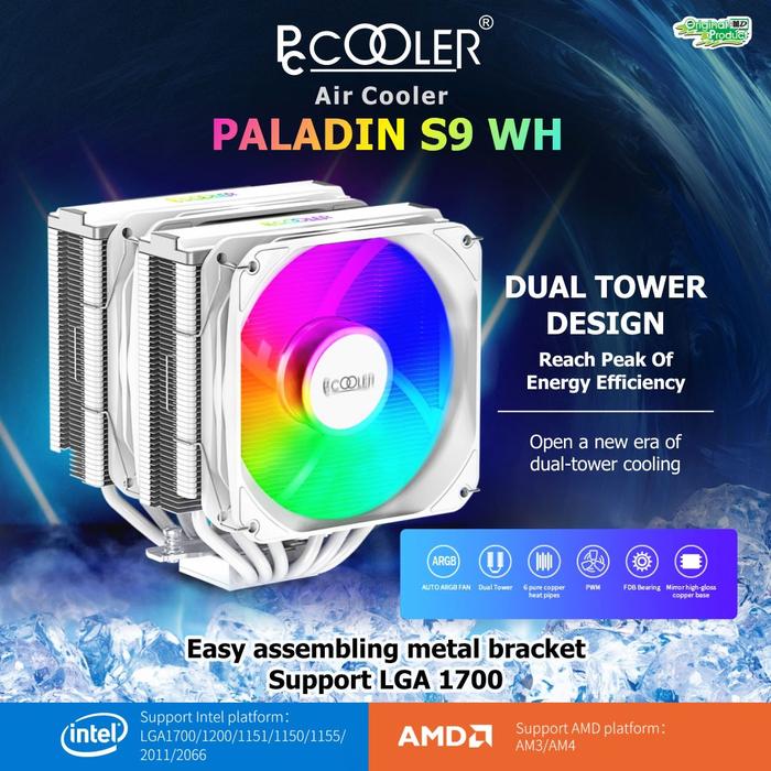 Gambar PCCOOLER PALADIN S9 Dual Tower Cooler ARGB TDP 250W-Support LGA1700 dari PCCOOLER Official Store Kota Administrasi Jakarta Pusat Tokopedia