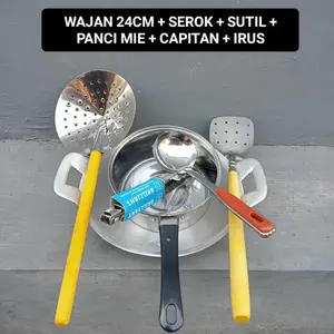 [PAKET PERALATAN MASAK] WAJAN DIAMETER 24CM + PANCI MIE + SUTIL +