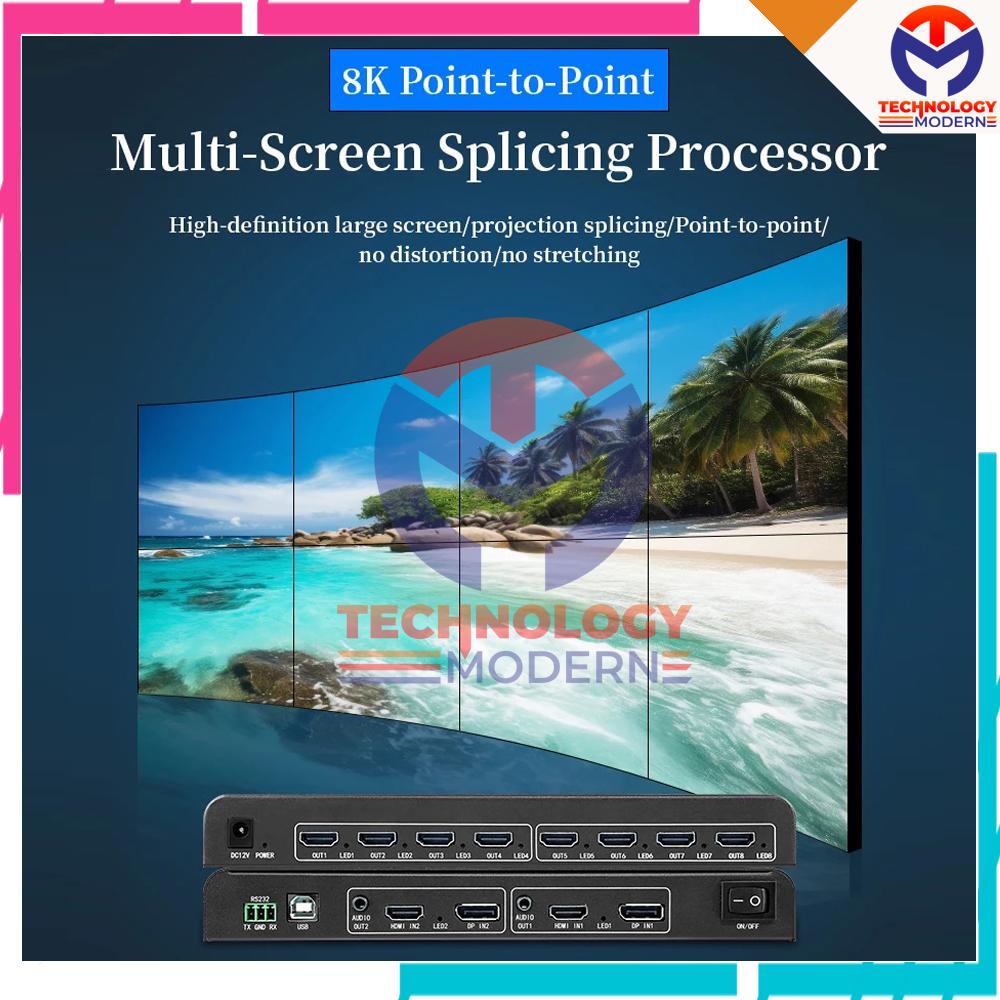 8K Video Wall Controller 2x4 For 8 TV (Gambar Tidak Gepeng/Normal)