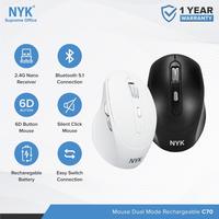 Gambar Mouse NYK C70 Silent Click Dual Mode Bluetooth Wireless Rechargeable - Putih dari Aquarius Ofc Kota Administrasi Jakarta Barat 1 Tokopedia