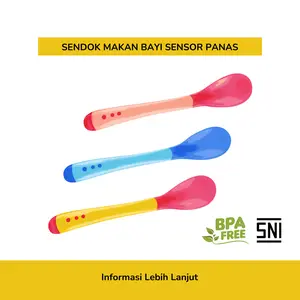Sendok Makan Bayi / Peralatan Makan Bayi Bahan Silikon Sensor Panas